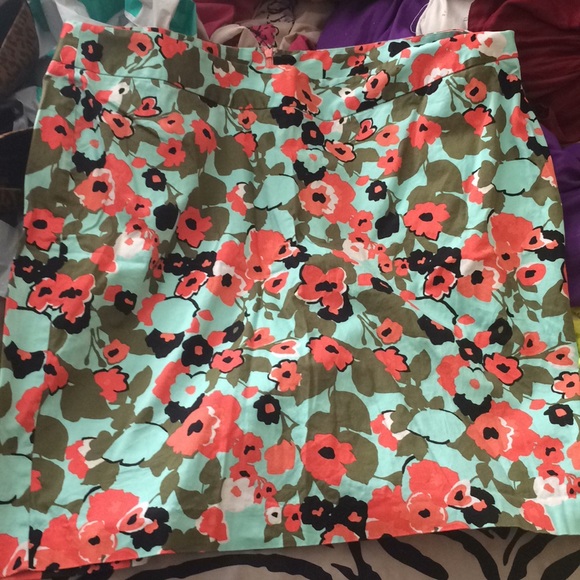 Lane Bryant Floral Pencil Skrt Olive Green &Orange - Picture 5 of 5